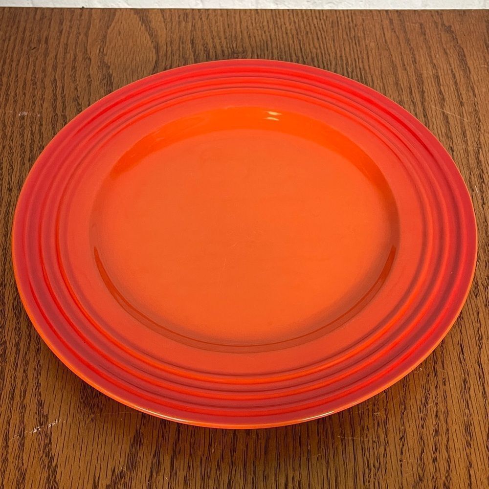 E- Le Creuset 12 inch Flame Volcanic Orange dinner plate extra large